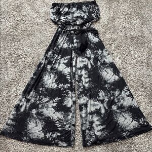 Ariella Black and Gray Jumpsuit in black and gray tie dye